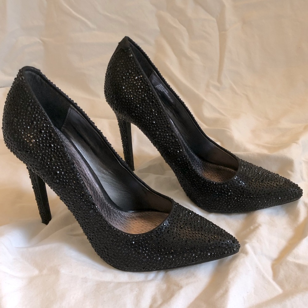 DIBA Black Rhinestone Embellished Heels (US 7.5M)